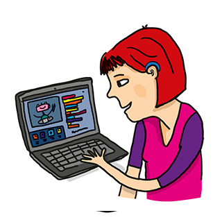 Mädchen am Computer © Julia Friese / Save the Children Grafik eines Mädchen mit Laptop