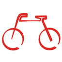 ein einfach gezeichnetes Fahrrad in roten Strichen