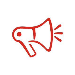 Icon von Save the Children, das ein Megaphon zeigt