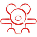Umrisse eines Teddybären, gezeichnet mit roten Linien