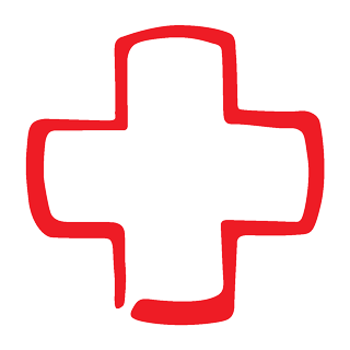Mit roter Farbe gezeichnetes Kreuz