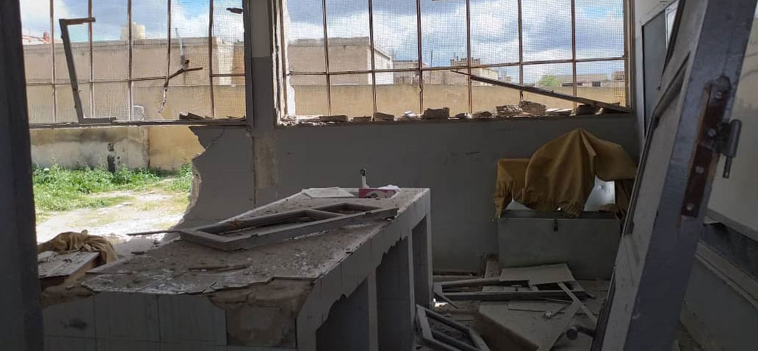 Zerstoerte Schule in Idlib, Syrien. 
