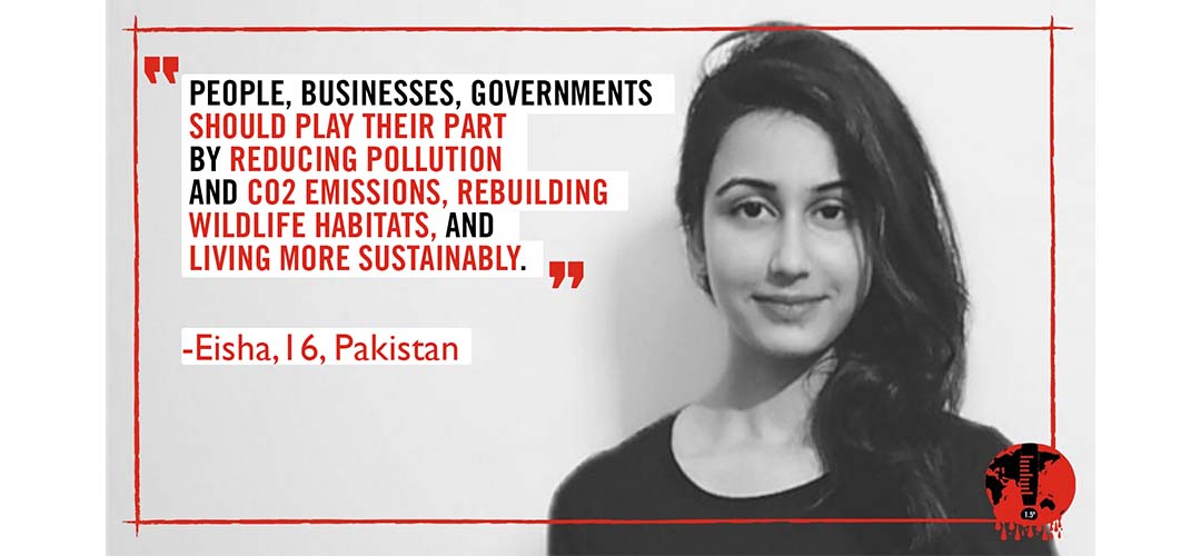 Die 16-jährige Eisha aus Pakistan setzt sich national und international für mehr Klimaschutz ein.