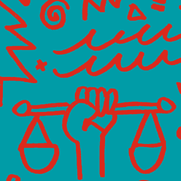 5 Tipps für Engagement in politisch unruhigen Zeiten. © Save the Children Eine Illustration einer Hand, die eine Waagschale in die Höhe streckt.