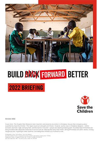 Cover des Briefing "Build Forward Better 2022" von Save the Children