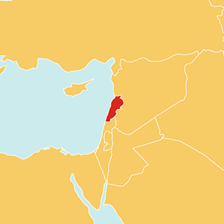 Weltkartenausschnitt mit Hervorhebung des Landes Libanon
