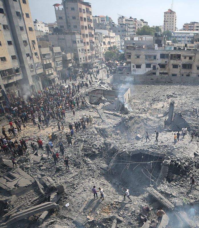 Zerstörte Gebäude in Gaza City © Majdi Fathi/NurPhoto via Getty Images