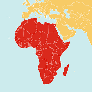 Weltkarte Ausschnitt Afrika rot